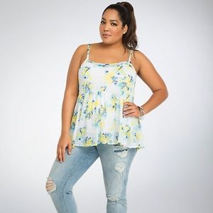 Torrid FLORAL CHIFFON BABYDOLL CAMI TOP